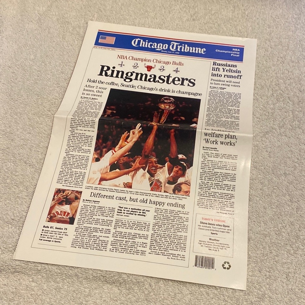 1991 Chicago Tribune Chicago Bulls Poster